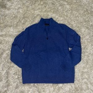 Faconnable Blue merino wool quarter zip sweater